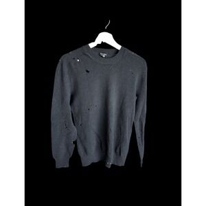 Men's Steven Alan Sweater Small Distressed By Design Holes Black